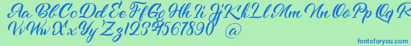 フォントKenshington – 青い文字は緑の背景です。