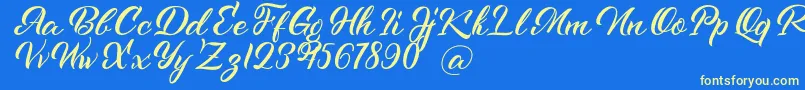Kenshington-Schriftart – Gelbe Schriften auf blauem Hintergrund