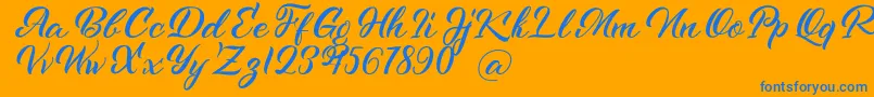 Kenshington Font – Blue Fonts on Orange Background