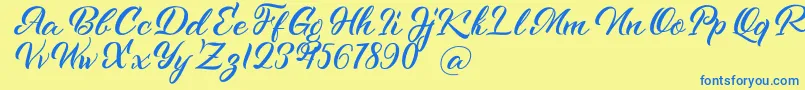 Kenshington Font – Blue Fonts on Yellow Background