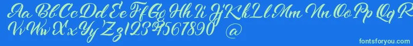 Kenshington Font – Green Fonts on Blue Background