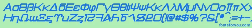 Kentaurus Bold Italic-Schriftart – Blaue Schriften auf grünem Hintergrund