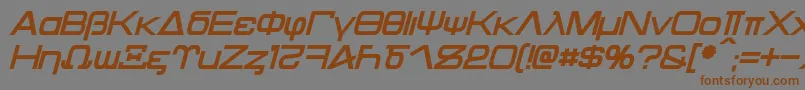 フォントKentaurus Bold Italic – 茶色の文字が灰色の背景にあります。