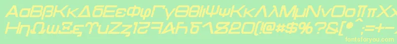 Kentaurus Bold Italic-fontti – keltaiset fontit vihreällä taustalla