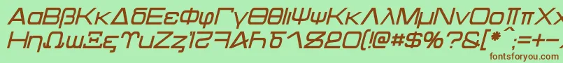 Fonte Kentaurus Italic – fontes marrons em um fundo verde