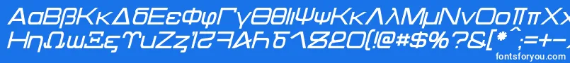 Czcionka Kentaurus Italic – białe czcionki na niebieskim tle