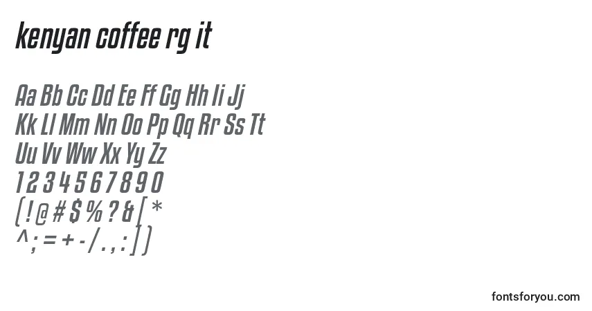 Fuente Kenyan coffee rg it - alfabeto, números, caracteres especiales