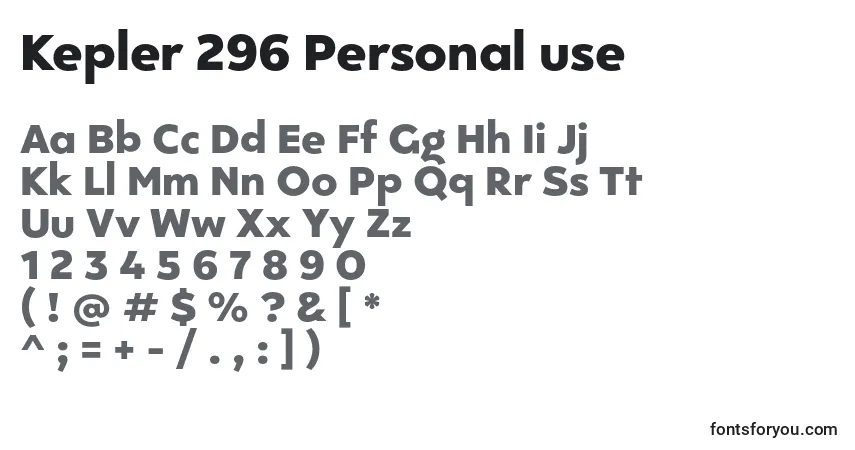 Schriftart Kepler 296 Personal use – Alphabet, Zahlen, spezielle Symbole