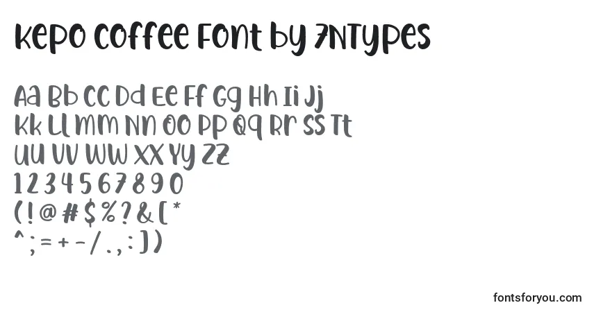 A fonte Kepo Coffee Font by 7NTypes – alfabeto, números, caracteres especiais
