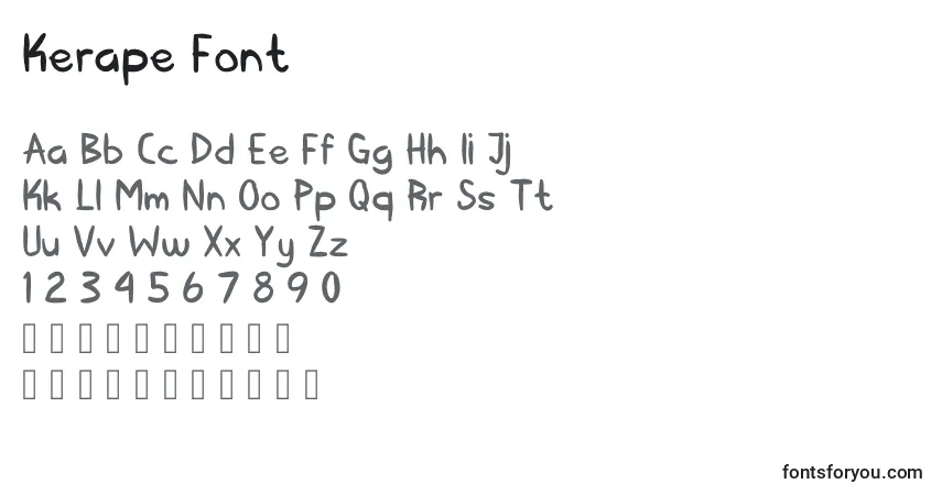 Schriftart Kerape Font – Alphabet, Zahlen, spezielle Symbole