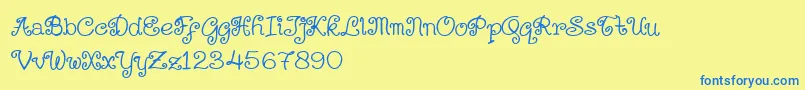 Kerithing update Font – Blue Fonts on Yellow Background