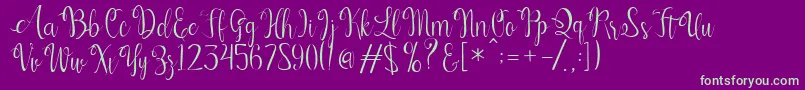 Kerling Script-Schriftart – Grüne Schriften auf violettem Hintergrund