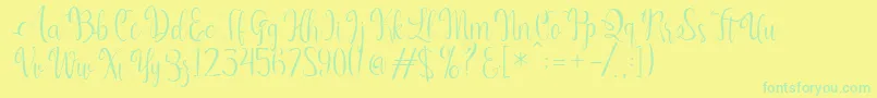 Fonte Kerling Script – fontes verdes em um fundo amarelo