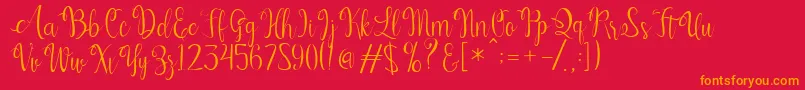 Kerling Script Font – Orange Fonts on Red Background