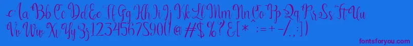 Kerling Script-Schriftart – Violette Schriften auf blauem Hintergrund