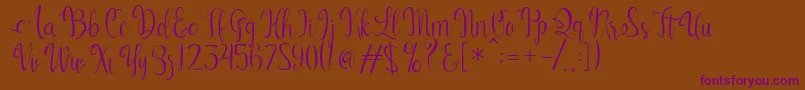 Kerling Script-Schriftart – Violette Schriften auf braunem Hintergrund