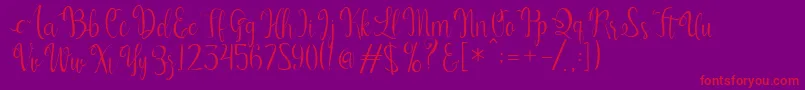 フォントKerling Script – 紫の背景に赤い文字