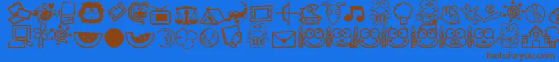 keroppi Font – Brown Fonts on Blue Background