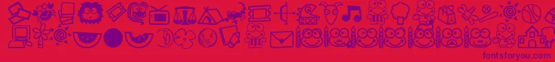keroppi-Schriftart – Violette Schriften auf rotem Hintergrund