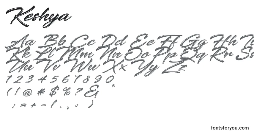 Шрифт Keshya – алфавит, цифры, специальные символы