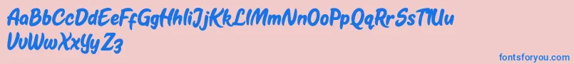 Kestoy Selfie Font – Blue Fonts on Pink Background
