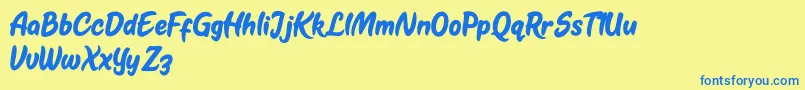Kestoy Selfie Font – Blue Fonts on Yellow Background