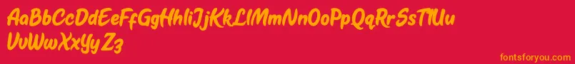 Kestoy Selfie Font – Orange Fonts on Red Background