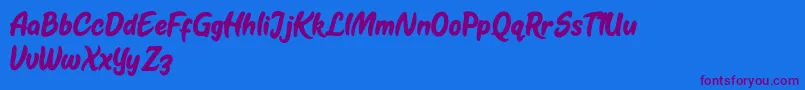 Kestoy Selfie Font – Purple Fonts on Blue Background