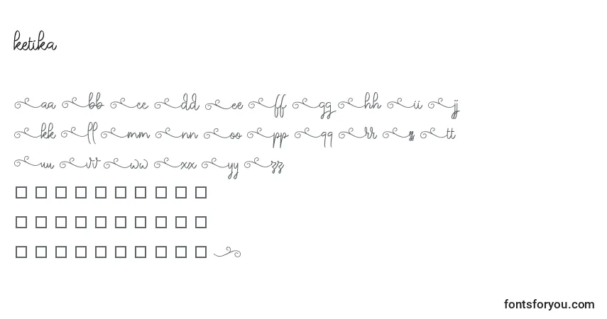 Czcionka Ketika – alfabet, cyfry, specjalne znaki