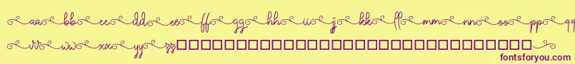 ketika-Schriftart – Violette Schriften auf gelbem Hintergrund