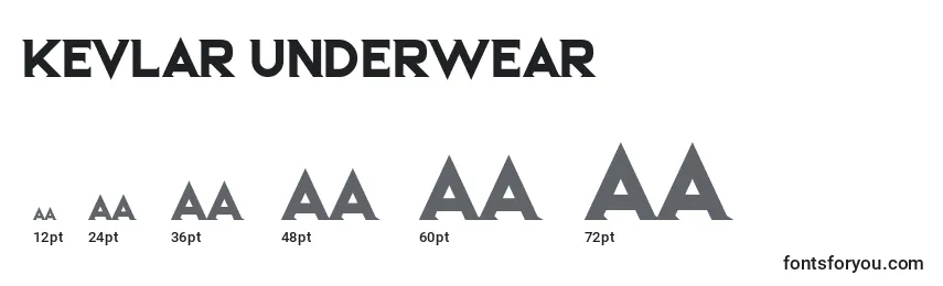 Kevlar Underwear-fontin koot