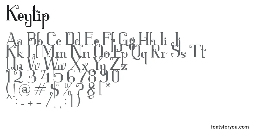 Schriftart Keytip – Alphabet, Zahlen, spezielle Symbole