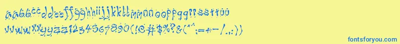 フォントOops – 青い文字が黄色の背景にあります。