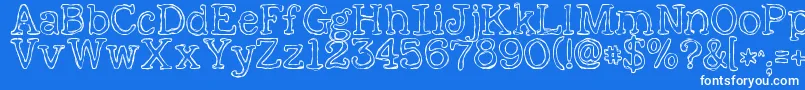 KGAlreadyHome-Schriftart – Weiße Schriften auf blauem Hintergrund