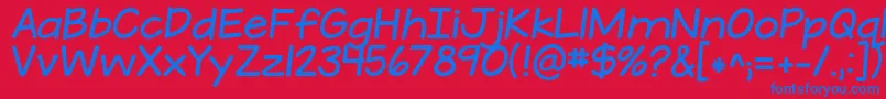 フォントKGATeenyTinyFont – 赤い背景に青い文字