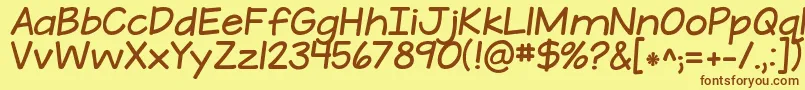 Fonte KGATeenyTinyFont – fontes marrons em um fundo amarelo