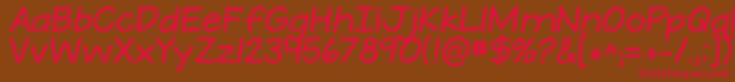 Czcionka KGATeenyTinyFont – czerwone czcionki na brązowym tle