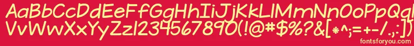 Fonte KGATeenyTinyFont – fontes amarelas em um fundo vermelho
