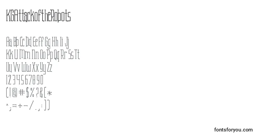 Schriftart KGAttackoftheRobots (131553) – Alphabet, Zahlen, spezielle Symbole
