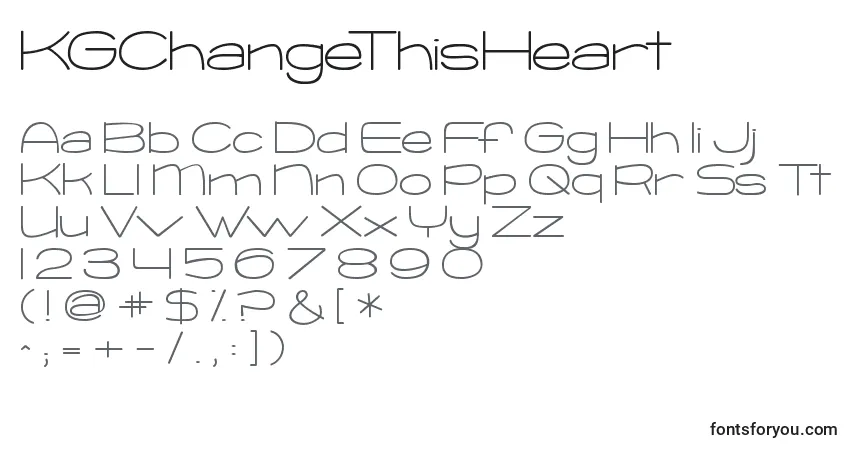 Schriftart KGChangeThisHeart (131556) – Alphabet, Zahlen, spezielle Symbole
