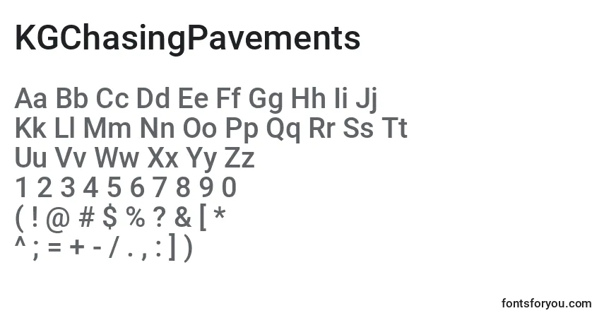 Шрифт KGChasingPavements (131557) – алфавит, цифры, специальные символы