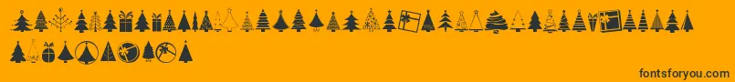 Fonte KGChristmasTrees – fontes pretas em um fundo laranja