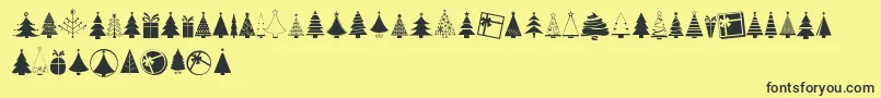 フォントKGChristmasTrees – 黒い文字の黄色い背景