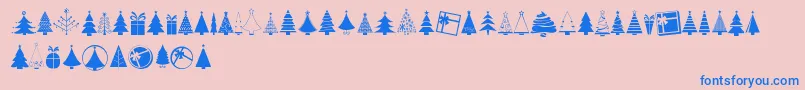 Fonte KGChristmasTrees – fontes azuis em um fundo rosa