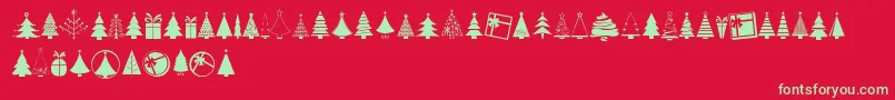 KGChristmasTrees-Schriftart – Grüne Schriften auf rotem Hintergrund