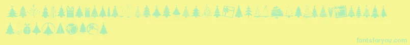 KGChristmasTrees-Schriftart – Grüne Schriften auf gelbem Hintergrund