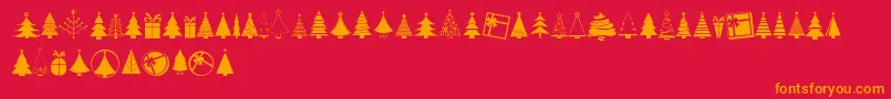 KGChristmasTrees-Schriftart – Orangefarbene Schriften auf rotem Hintergrund