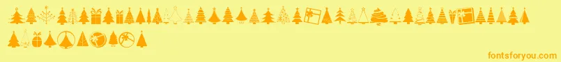 KGChristmasTrees Font – Orange Fonts on Yellow Background