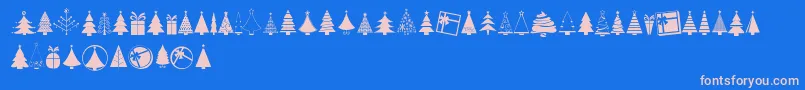 KGChristmasTrees Font – Pink Fonts on Blue Background