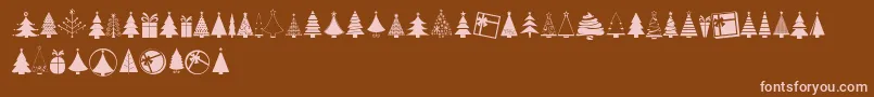 フォントKGChristmasTrees – 茶色の背景にピンクのフォント